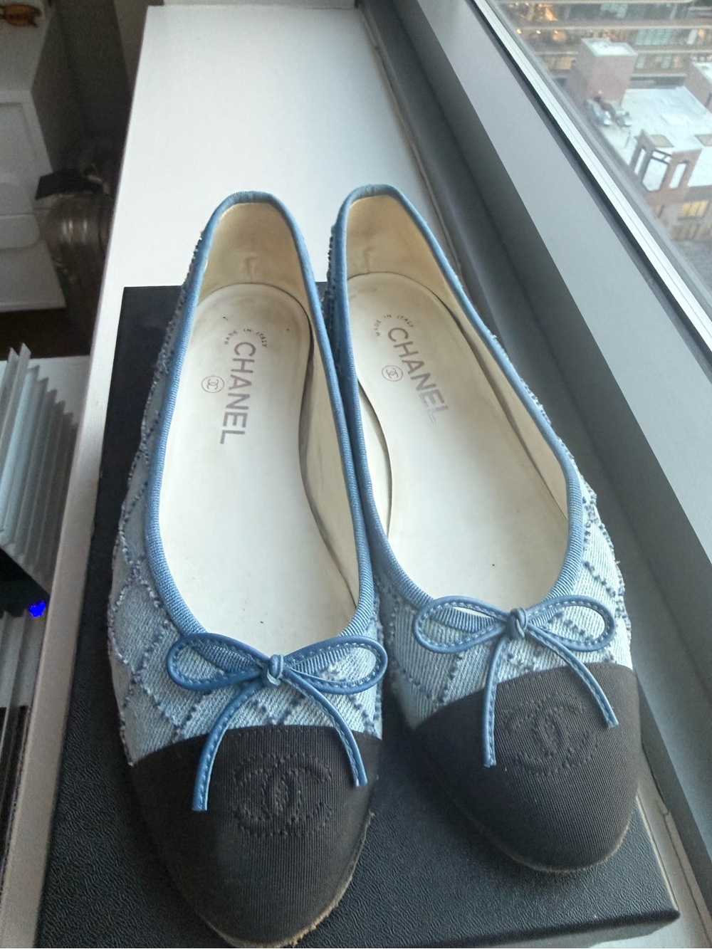 CHANEL Denim Light Blue Ballet Flats